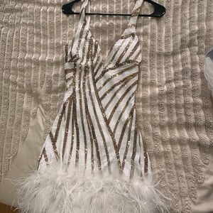 Windsor White and Gold Sequin Dress- Size Small
